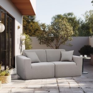 Deko Living 2 Place Seating  Gray Outdoor Compression Foam Sofa Set